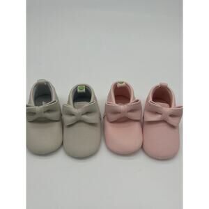 Lot of 2 First Steps Stepping Stones Pink Bow Moccasin Shoes Size 3 (6-9 Months)